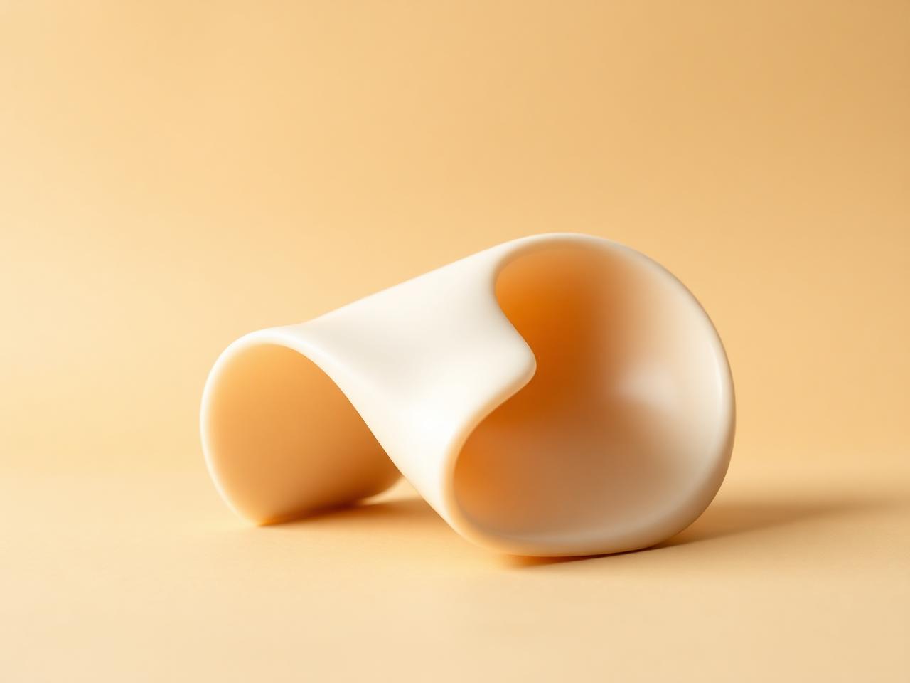 Matte cream-colored 3D printed sculptural object.